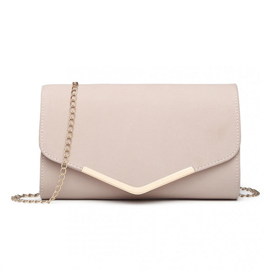 LH1756 - MISS LULU LEATHER LOOK ENVELOPE CLUTCH BAG - PINK