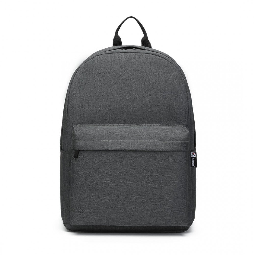 E1930 - KONO DURABLE POLYESTER EVERYDAY BACKPACK WITH SLEEK DESIGN - DARK GREY