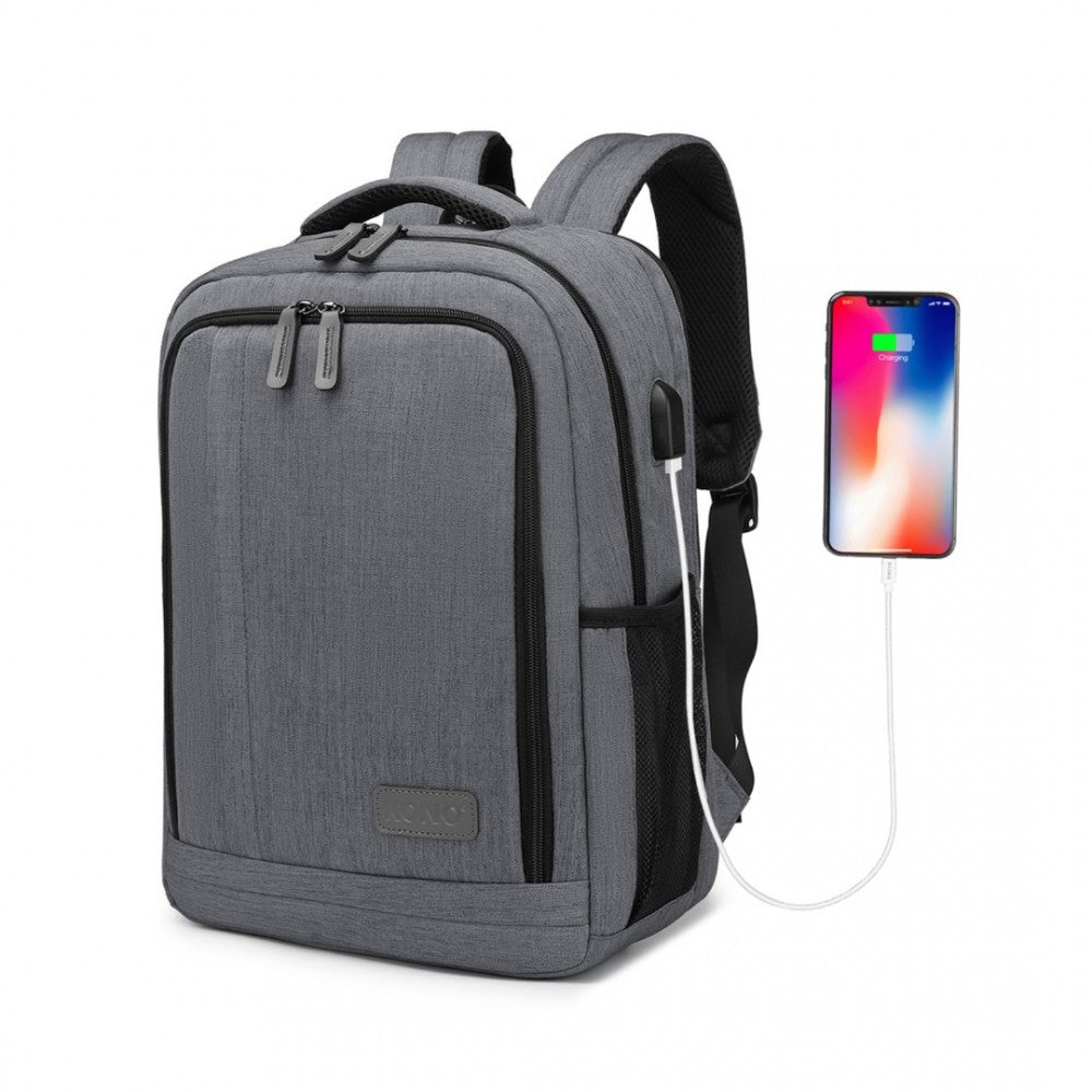 EM2111S - KONO MULTI-COMPARTMENT BACKPACK WITH USB PORT - GREY