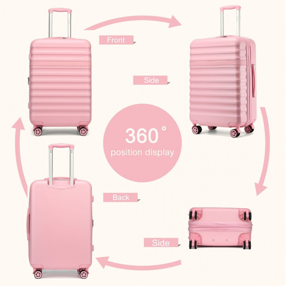 KSK2484 - KONO 28 INCH EXPANDABLE LIGHTWEIGHT HARD SHELL ABS+PC CHECK-IN SUITCASE WITH TSA LOCK IDEAL FOR EXTENDED TRIPS AND SECURE TRAVEL - PINK