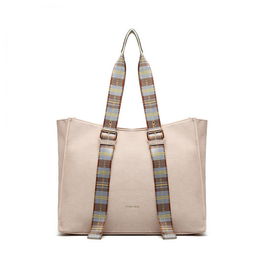 LH1924 - MISS LULU PLAID TARTAN STRAP SHOULDER BAG - PINK