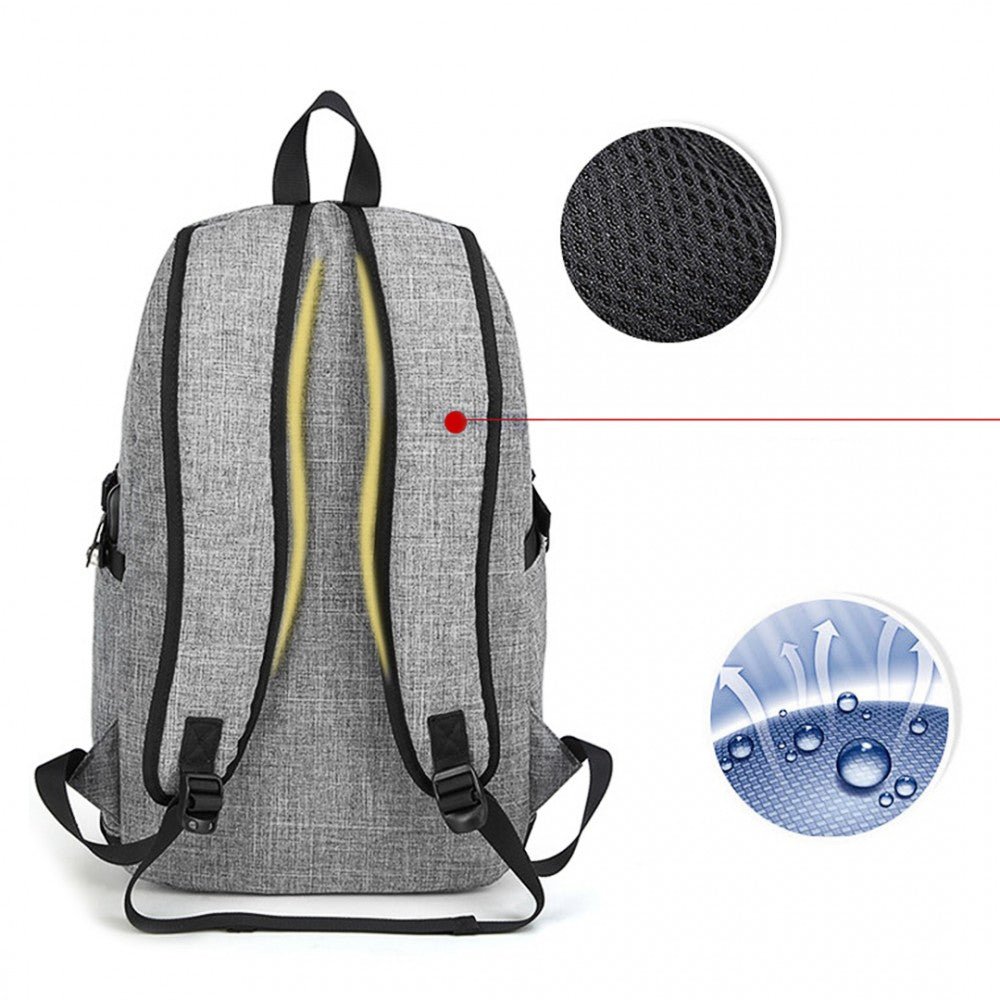 E6715 - KONO BUSINESS LAPTOP BACKPACK WITH USB CHARGING PORT - GREY