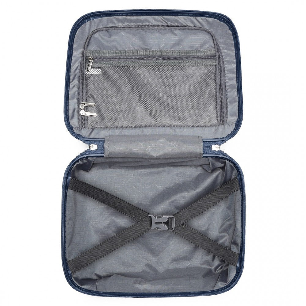 K2393L - BRITISH TRAVELLER LIGHTWEIGHT 14 INCH POLYPROPYLENE VANITY CASE - NAVY