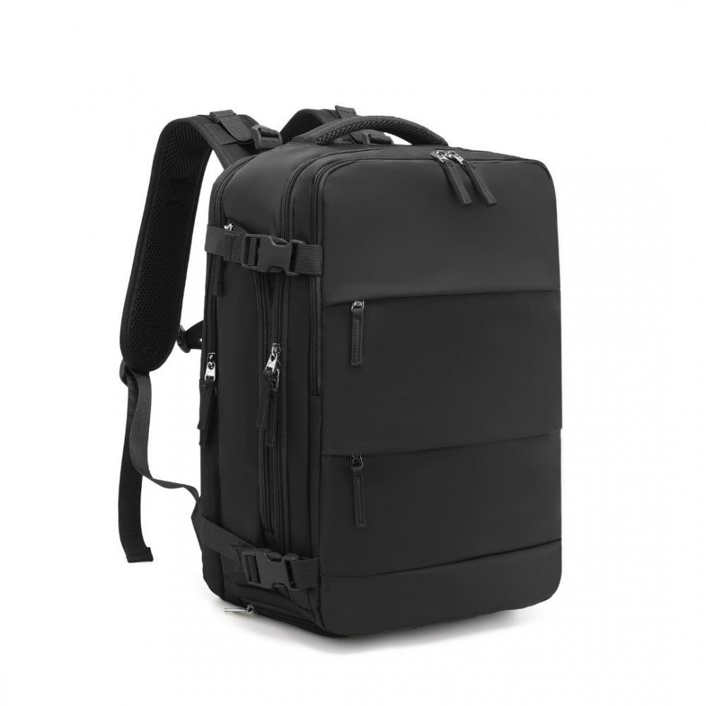 EQ2344 - KONO MULTI-FUNCTIONAL BREATHABLE TRAVEL BACKPACK WITH USB CHARGING PORT AND SEPARATE SHOE COMPARTMENT - BLACK