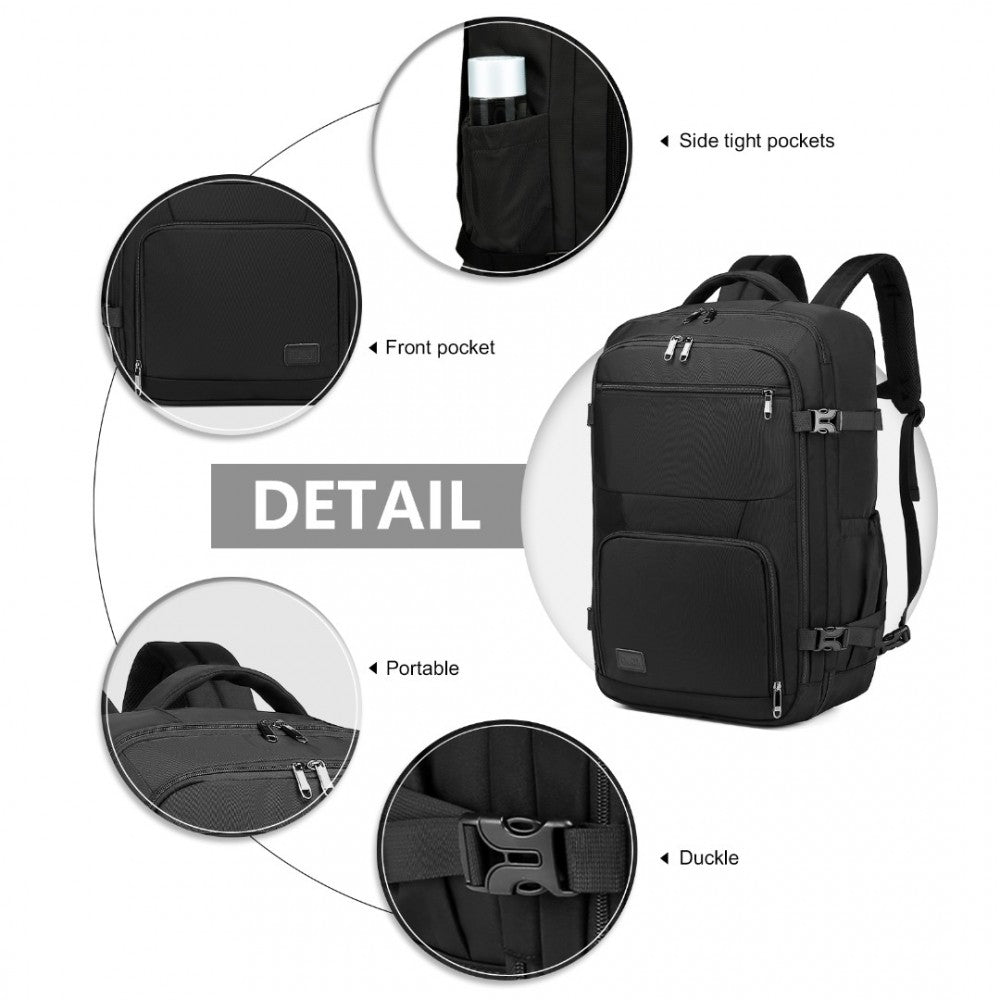 EM2207 - KONO MULTIFUNCTIONAL PORTABLE TRAVEL BACKPACK CABIN LUGGAGE BAG - BLACK