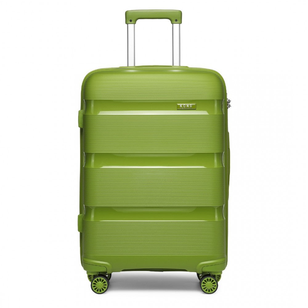 K2092L - KONO 24 INCH BRIGHT HARD SHELL PP SUITCASE - CLASSIC COLLECTION - GREEN