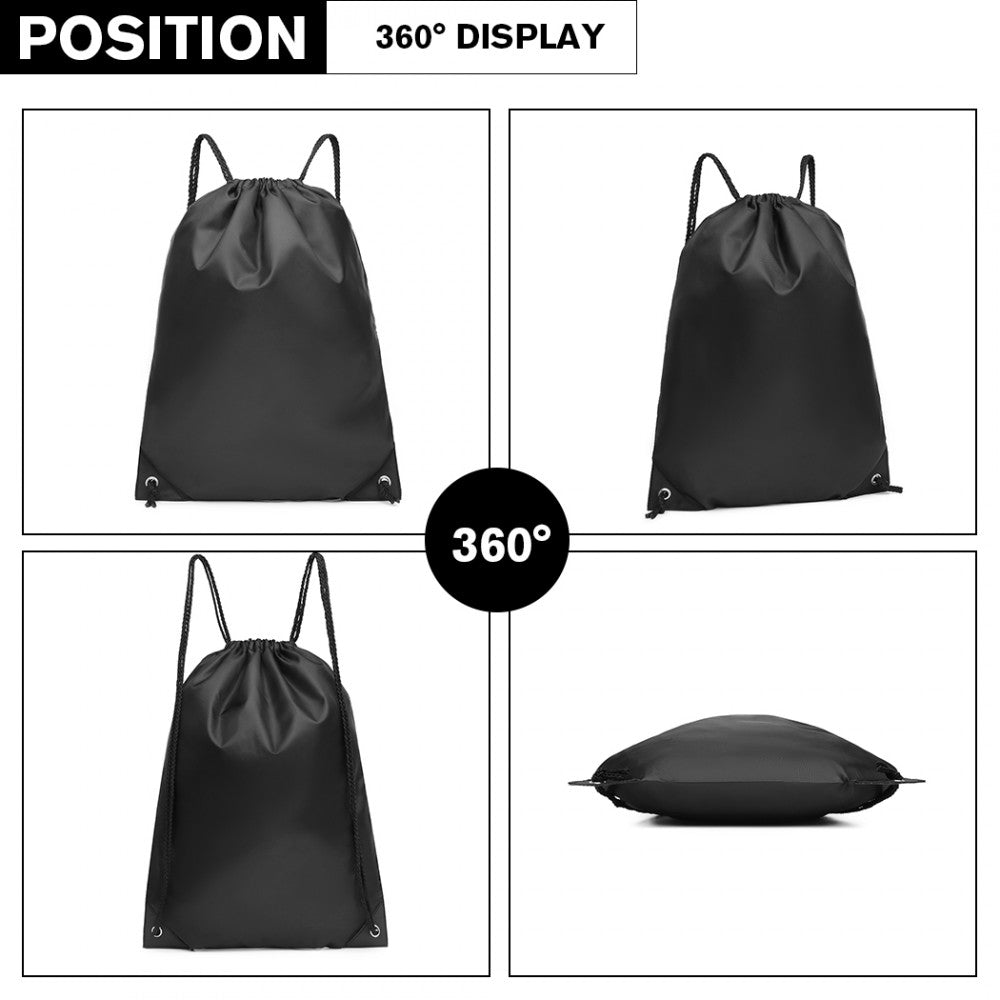 S2020 - KONO POLYESTER DRAWSTRING BACKPACK - BLACK