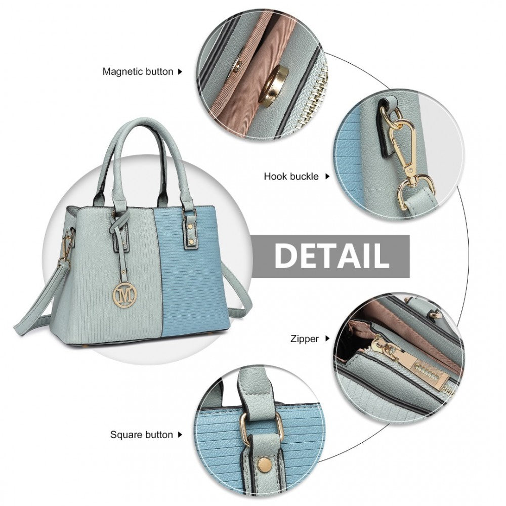 LT2352 - MISS LULU MODERN ELEGANCE PU LEATHER LADY'S TOTE - BLUE