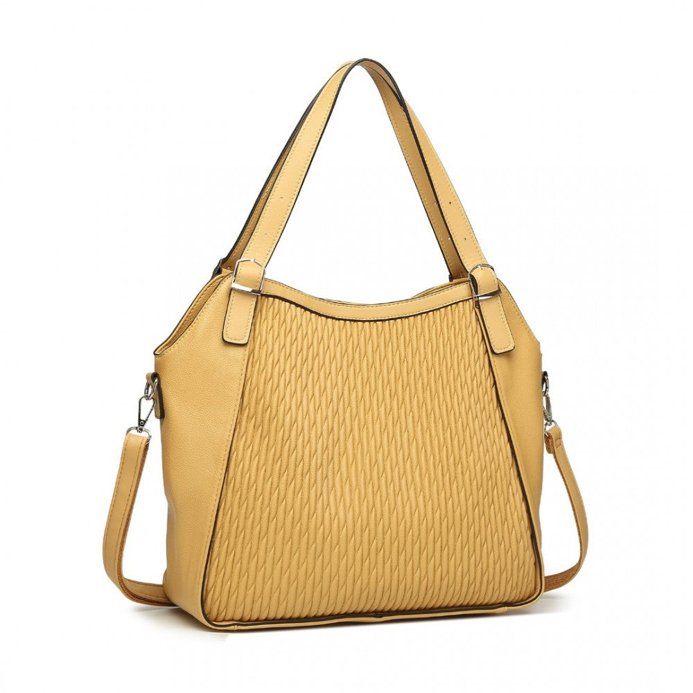 LB2317 - MISS LULU CASUAL SHOULDER BAG WITH STYLISH PLEATED DESIGN - YELLOW