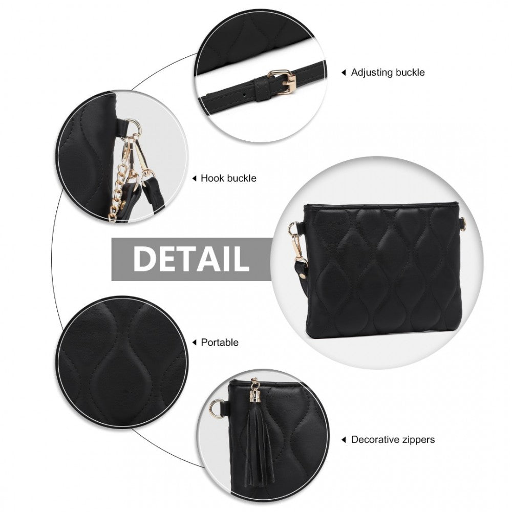 LB2247 - MISS LULU SMALL PU LEATHER SOFT CROSSBODY BAG - BLACK