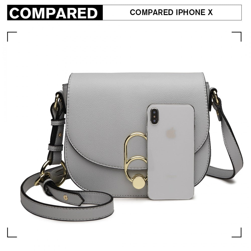 LZ1831 - MISS LULU CROSS BODY SADDLE BAG - GREY