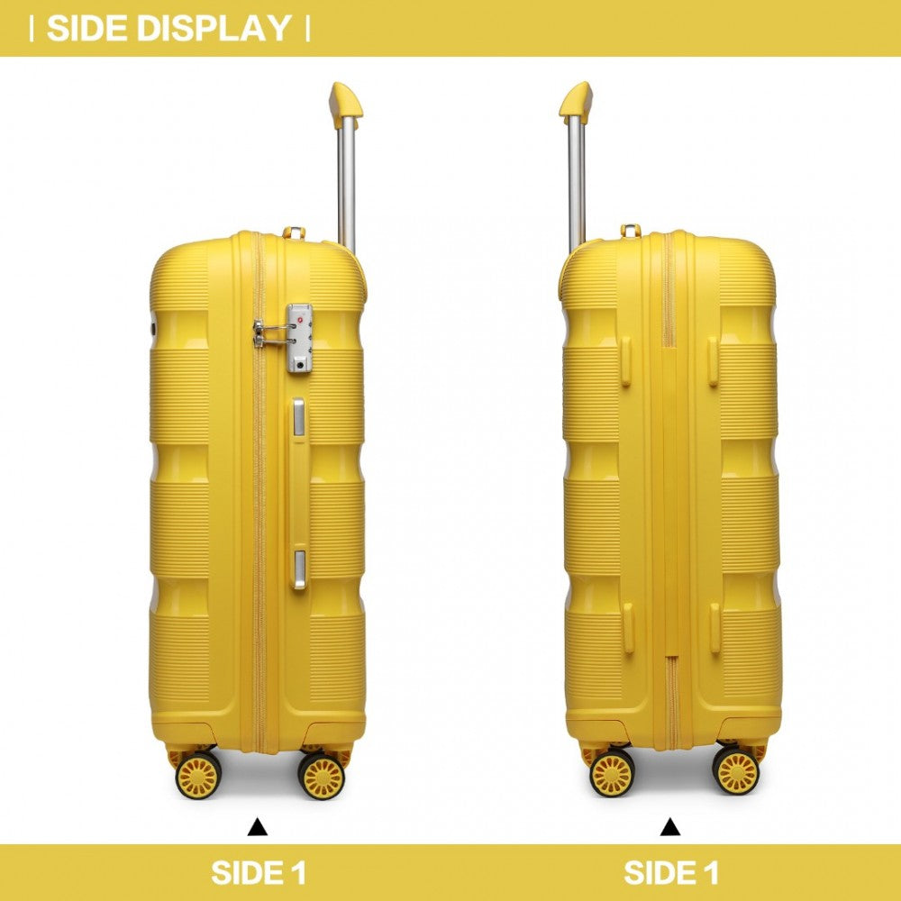 K2092L - KONO 24 INCH BRIGHT HARD SHELL PP SUITCASE - CLASSIC COLLECTION - YELLOW