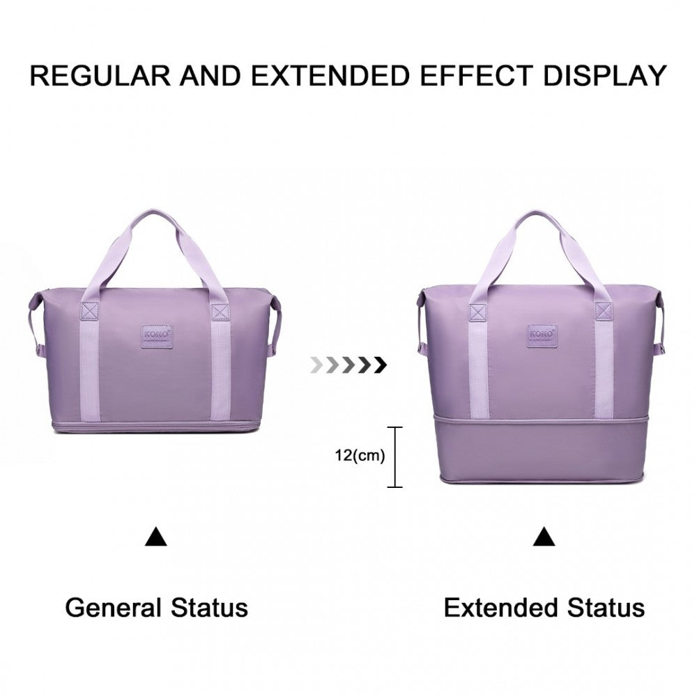 EA2212 - KONO TWO PIECES EXPANDABLE DURABLE WATERPROOF TRAVEL DUFFEL BAG SET - PURPLE