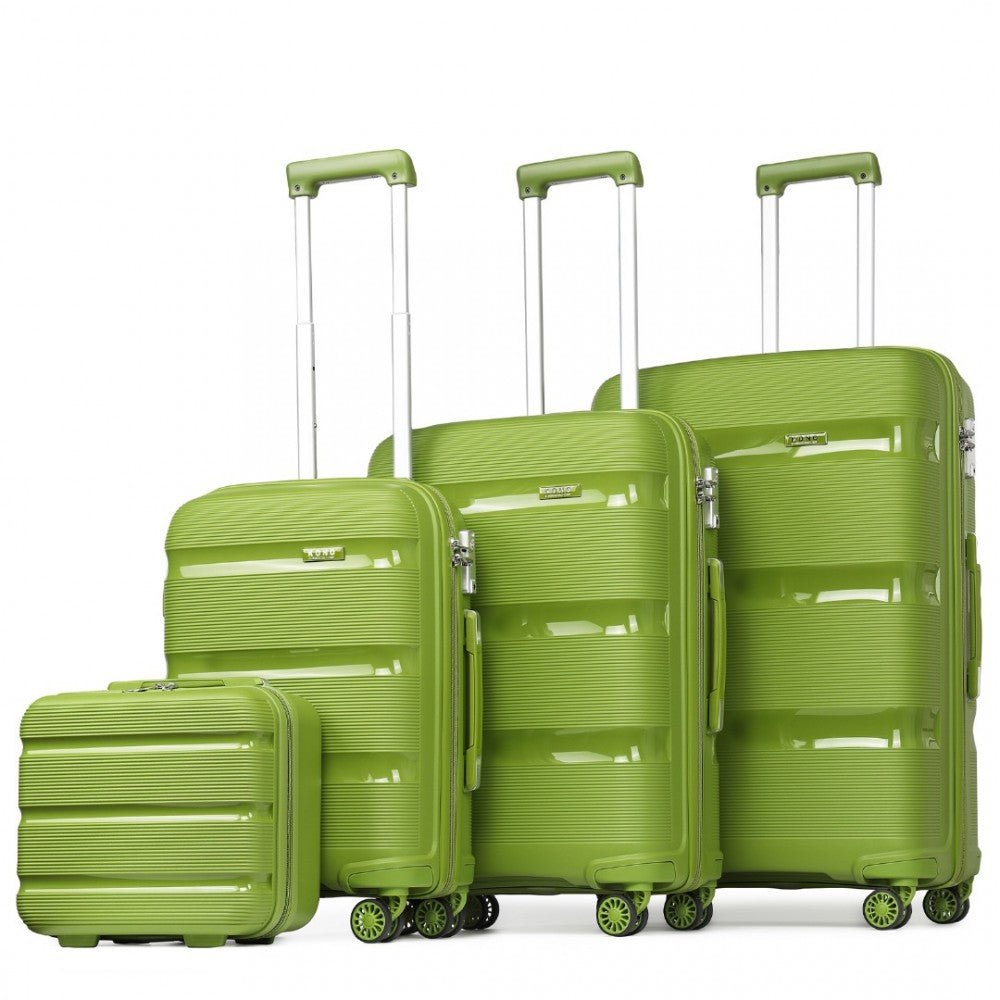 K2092L - VALIZA RIGIDĂ KONO BRIGHT DIN PP CU ÎNCHIDERE TSA ȘI CUTIE DE TOALETĂ SET DE 4 PIESE - COLECȚIA CLASICĂ - VERDE