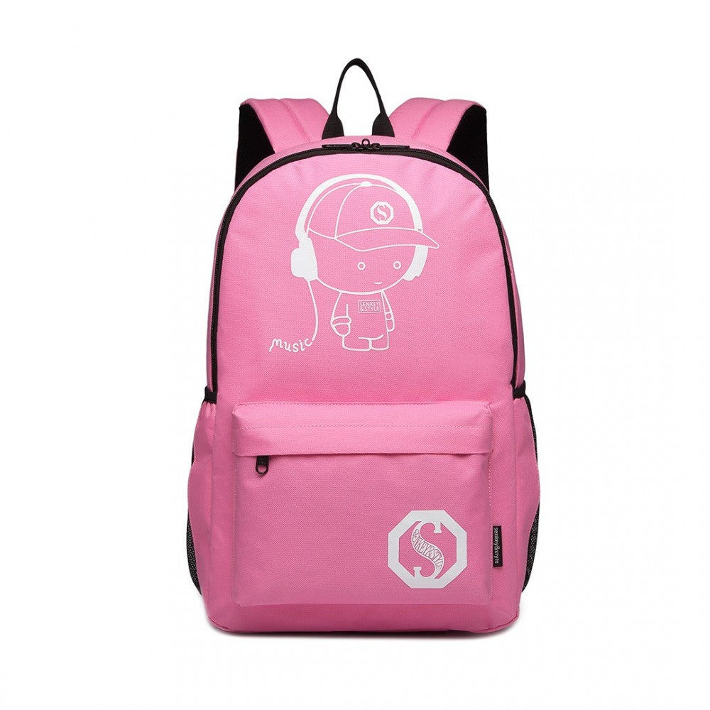 E6877 - KONO MULTI-FUNCTIONAL GLOW-IN-THE-DARK TROLLEY BACKPACK - PINK