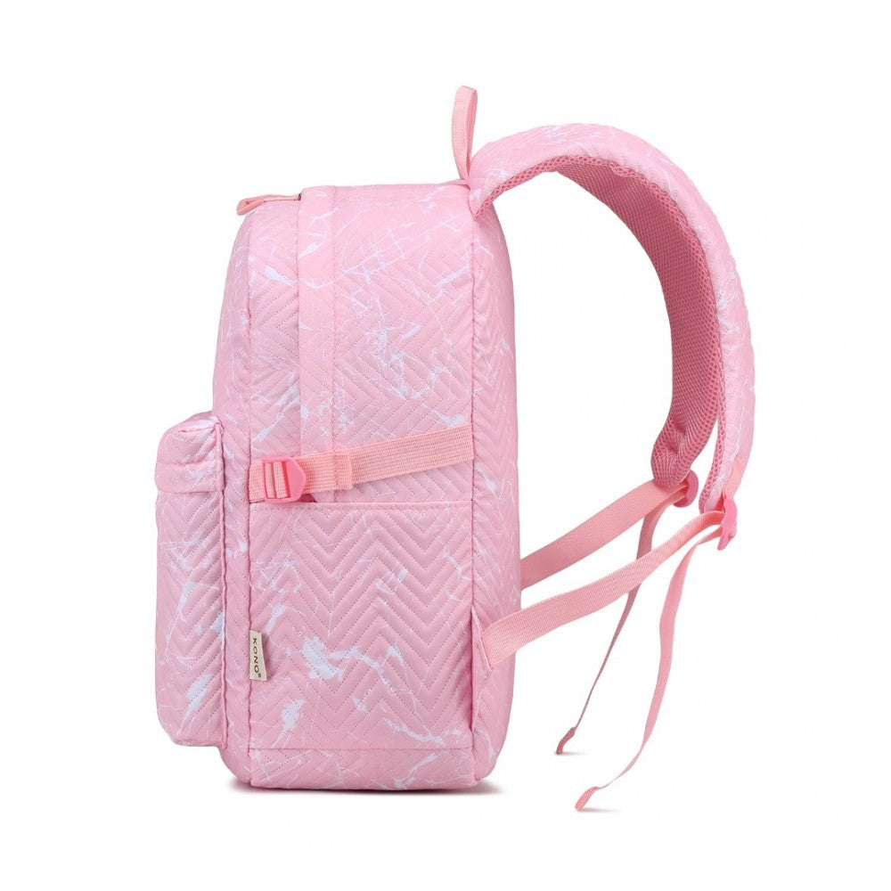 EQ2361 - KONO WATER-RESISTANT SCHOOL BACKPACK WITH SECURE LAPTOP COMPARTMENT - PINK