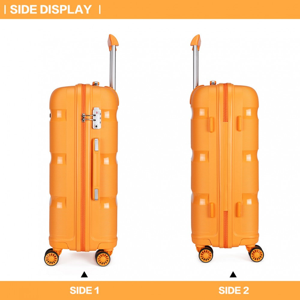 K2092L - KONO 24 INCH BRIGHT HARD SHELL PP SUITCASE - CLASSIC COLLECTION - ORANGE