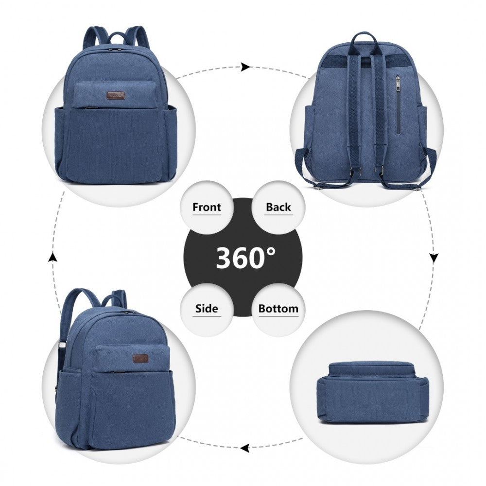 EB2234 - KONO CANVAS LIGHTWEIGHT CASUAL SCHOOL BACKPACK - NAVY