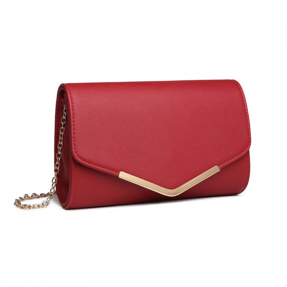 LH2064 - MISS LULU VEGAN ENVELOPE CLUTCH BAG - RED