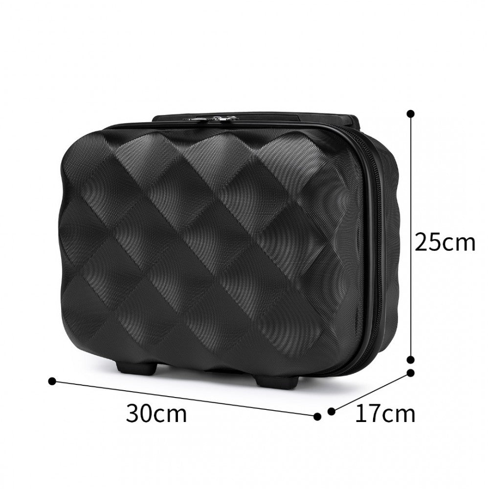 K2395L - BRITISH TRAVELLER 13 INCH ULTRALIGHT ABS AND POLYCARBONATE VANITY CASE - BLACK