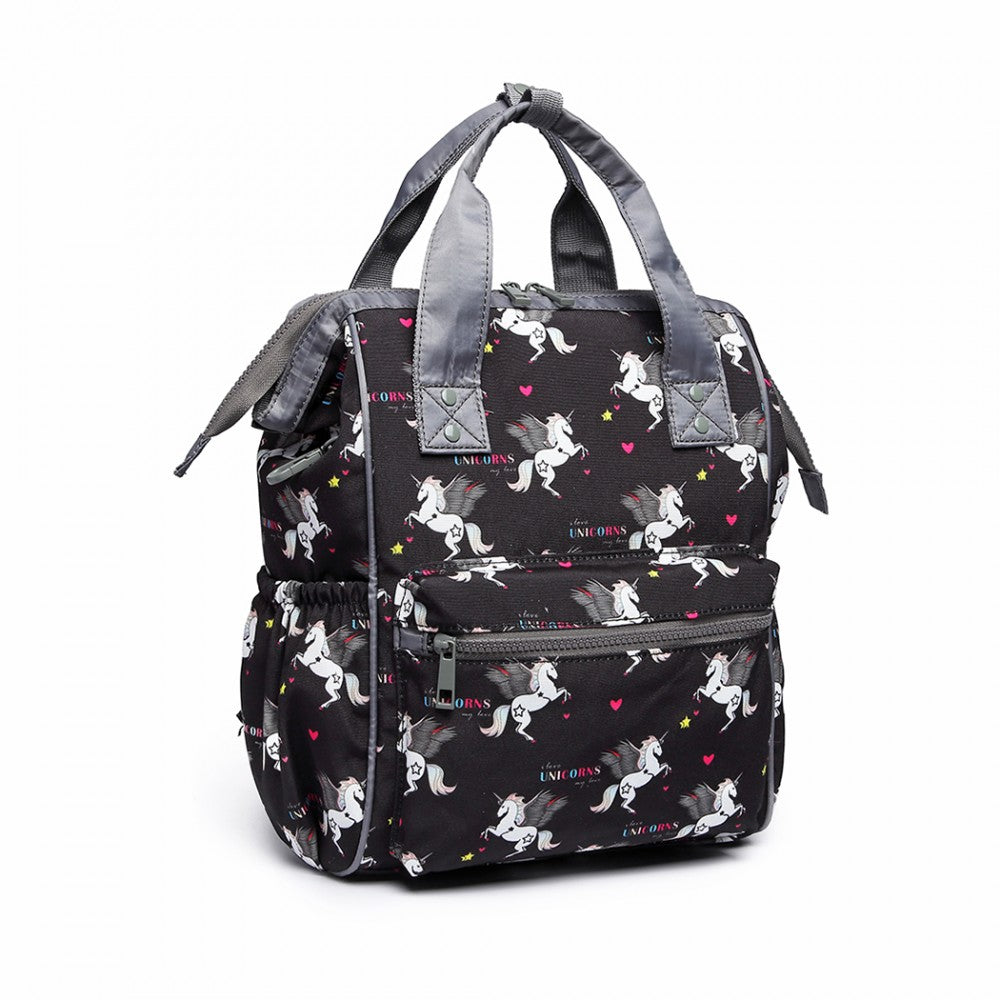 LB6896 - MISS LULU CHILD'S UNICORN BACKPACK WITH PENCIL CASE - BLACK