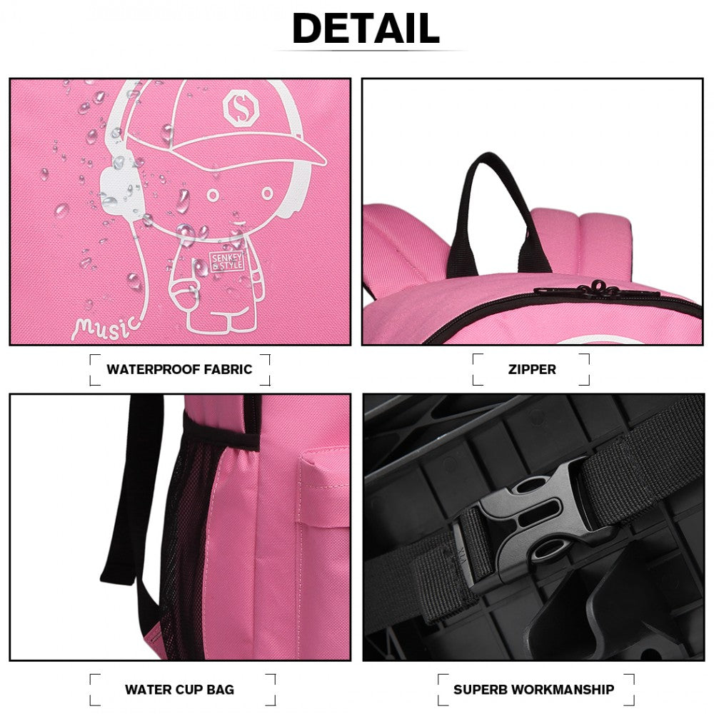 E6877 - KONO MULTI-FUNCTIONAL GLOW-IN-THE-DARK TROLLEY BACKPACK - PINK