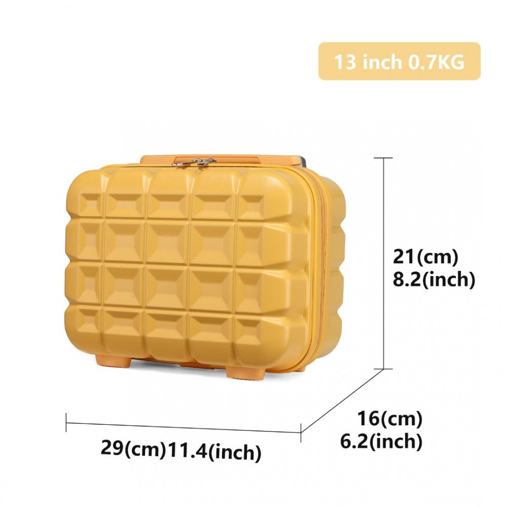 K2292L - KONO 13 INCH LIGHTWEIGHT HARD SHELL ABS VANITY CASE - YELLOW