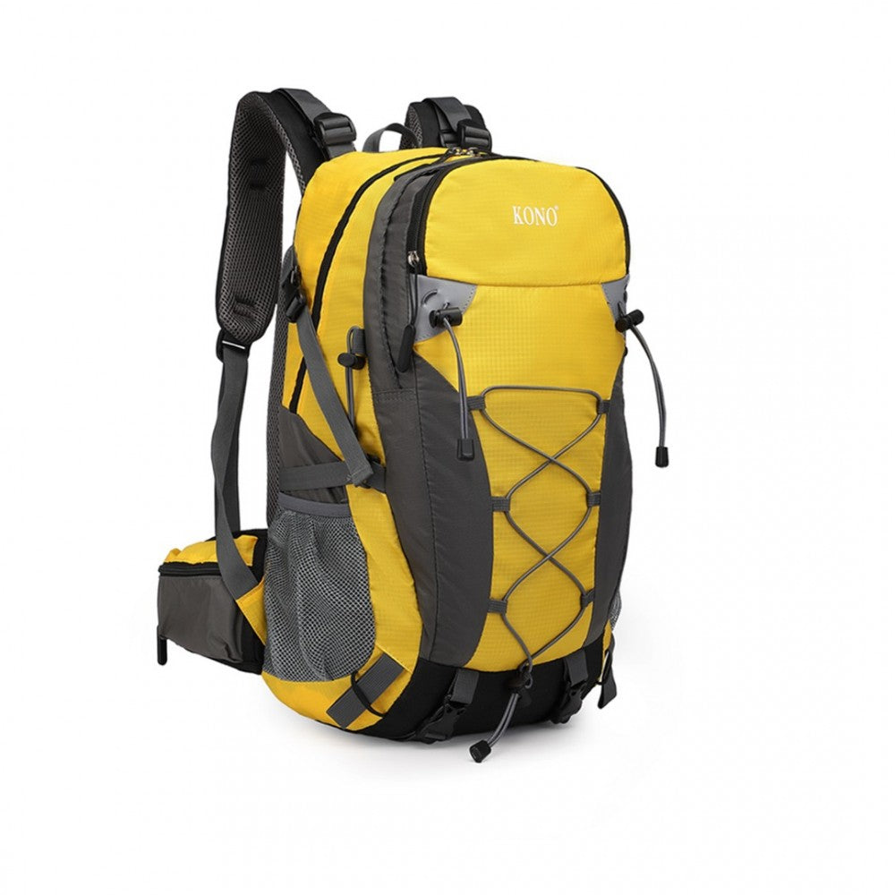 EQ2238 - KONO MULTI FUNCTIONAL OUTDOOR HIKING BACKPACK WITH RAIN COVER - YELLOW