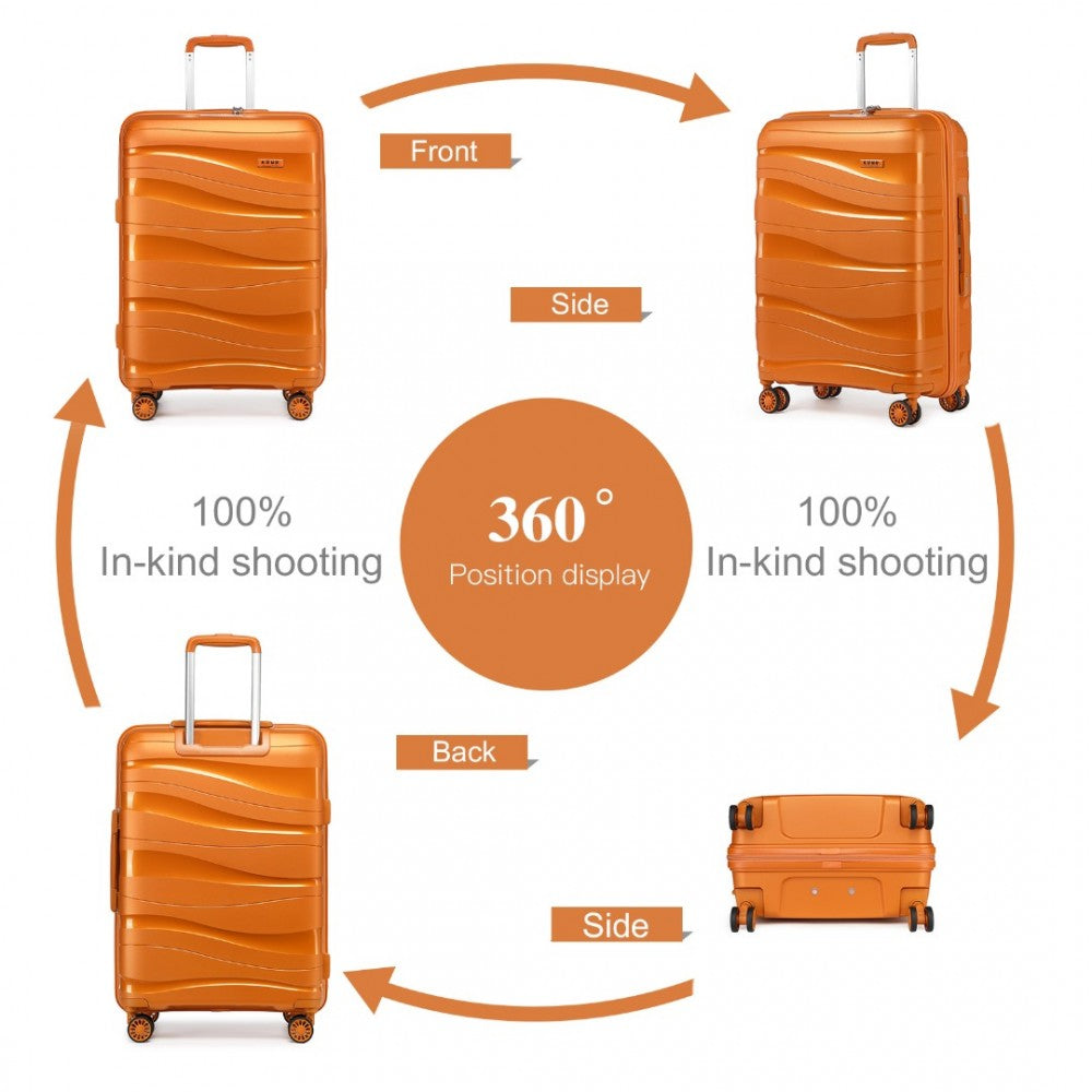 K2094L - KONO 24 INCH LIGHTWEIGHT POLYPROPYLENE HARD SHELL SUITCASE WITH TSA LOCK - ORANGE