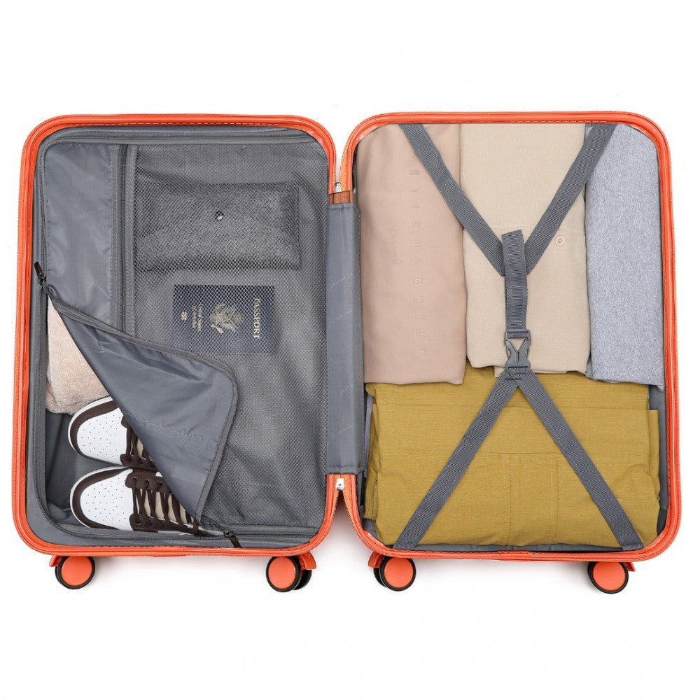 K2391L - BRITISH TRAVELLER 28 INCH DURABLE POLYCARBONATE AND ABS HARD SHELL SUITCASE WITH TSA LOCK - ORANGE