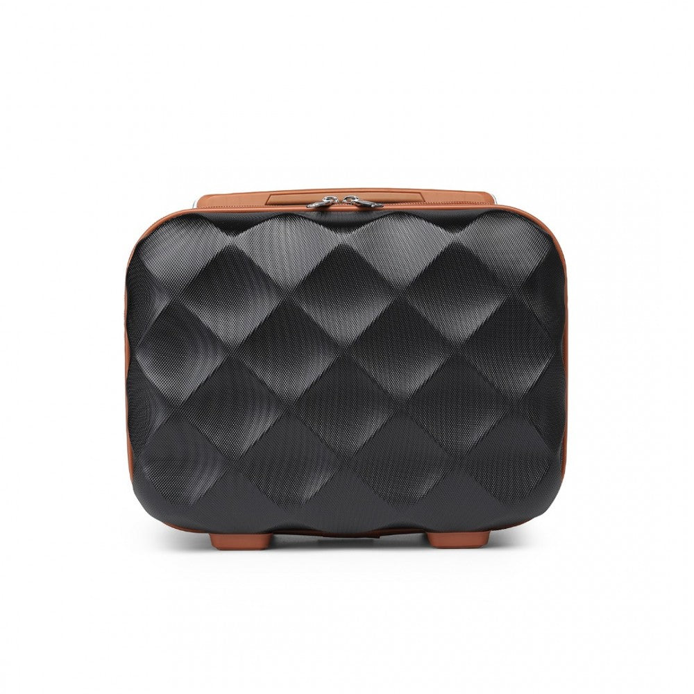 K2395L - BRITISH TRAVELLER 13 INCH ULTRALIGHT ABS AND POLYCARBONATE VANITY CASE - BLACK AND BROWN