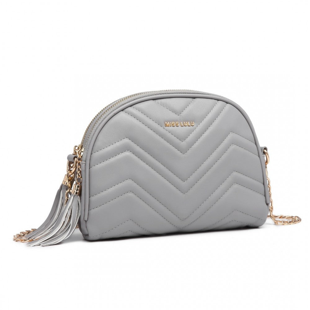 LB2236 - MISS LULU TRENDY TASSEL CROSSBODY BAG - GREY