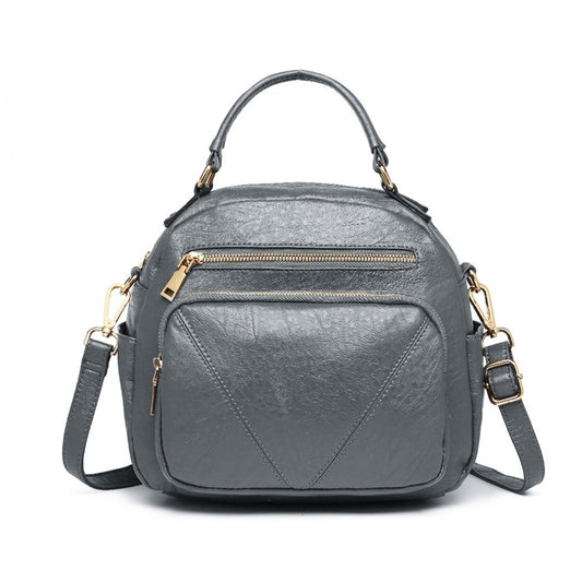 LB6907 - MISS LULU BOWLER STYLE SHOULDER BAG - GREY