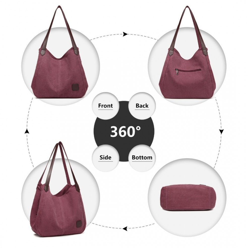 EB2040L - KONO CANVAS SHOULDER TOTE BAG - CLARET