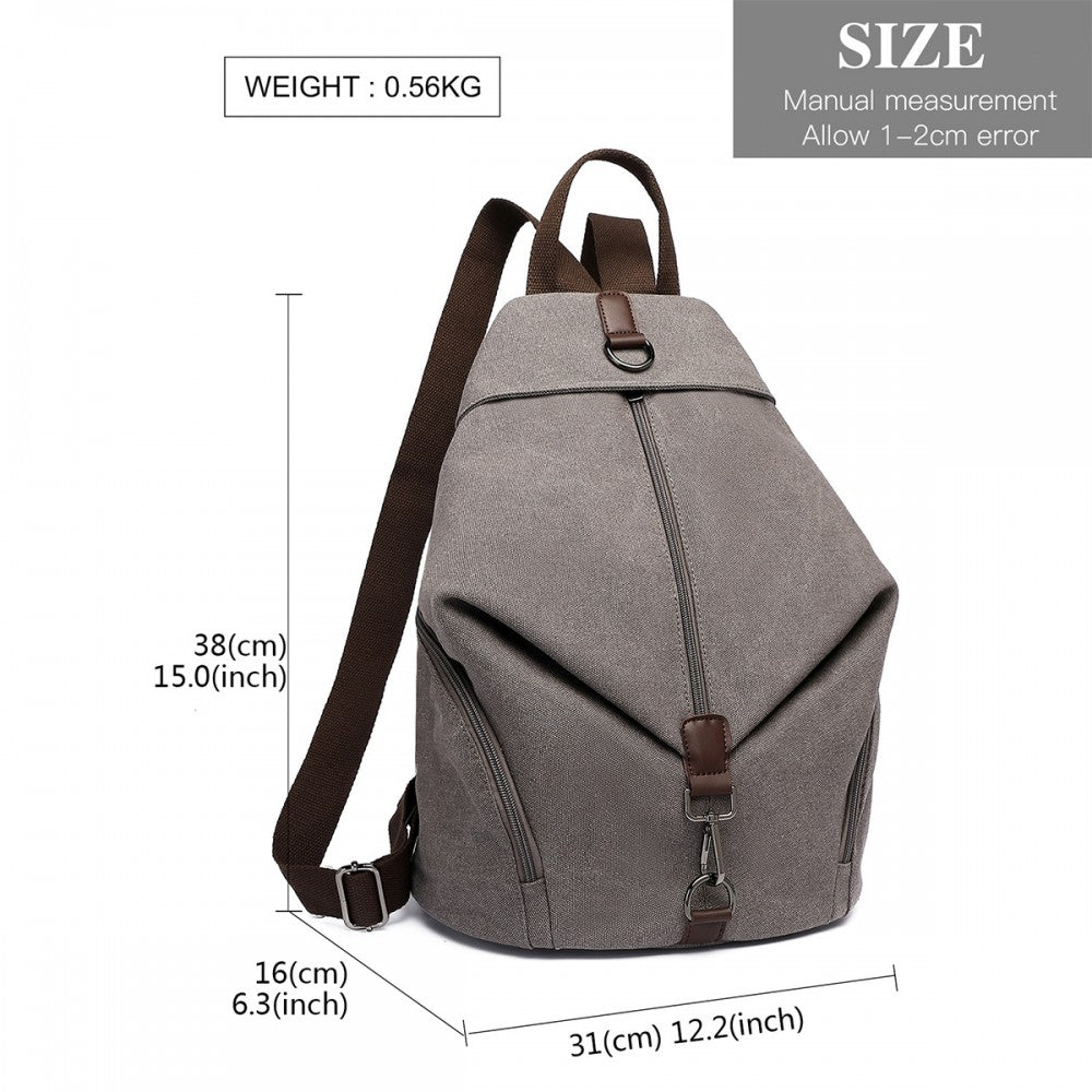 EB2044 - KONO FASHION ANTI-THEFT CANVAS BACKPACK - GREY