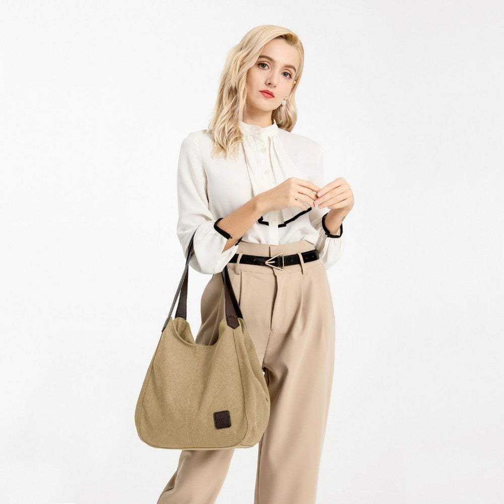 EB2040L - KONO CANVAS SHOULDER TOTE BAG - KHAKI