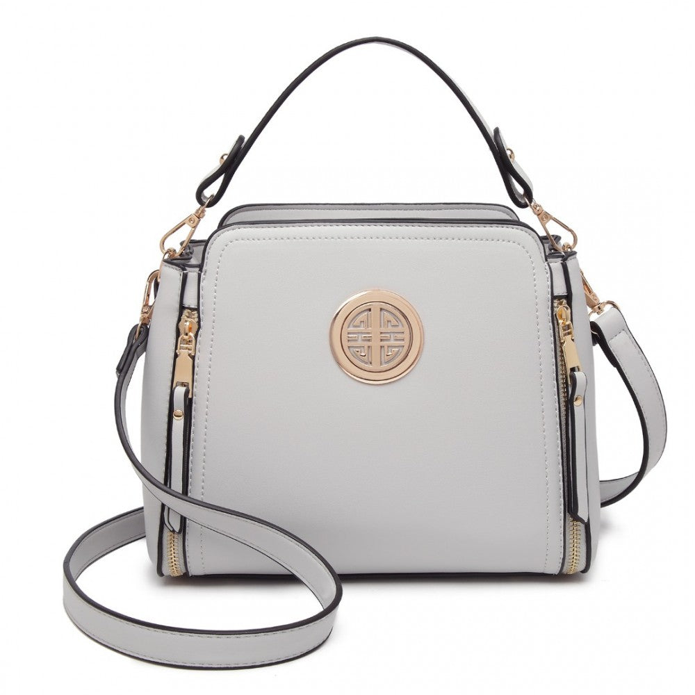 LB2126 - MISS LULU LEATHER LOOK PRACTICAL CROSSBODY BAG - GREY