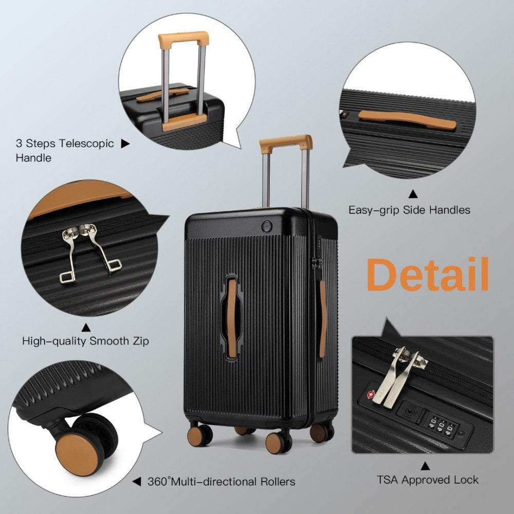 KSK2488 - KONO 24 INCH PREMIUM HARD SHELL CHECK-IN SUITCASE DURABLE ABS AND PC WITH TSA LOCK AND MULTI-HANDLE DESIGN FOR EFFORTLESS TRAVEL - BLACK AND BROWN