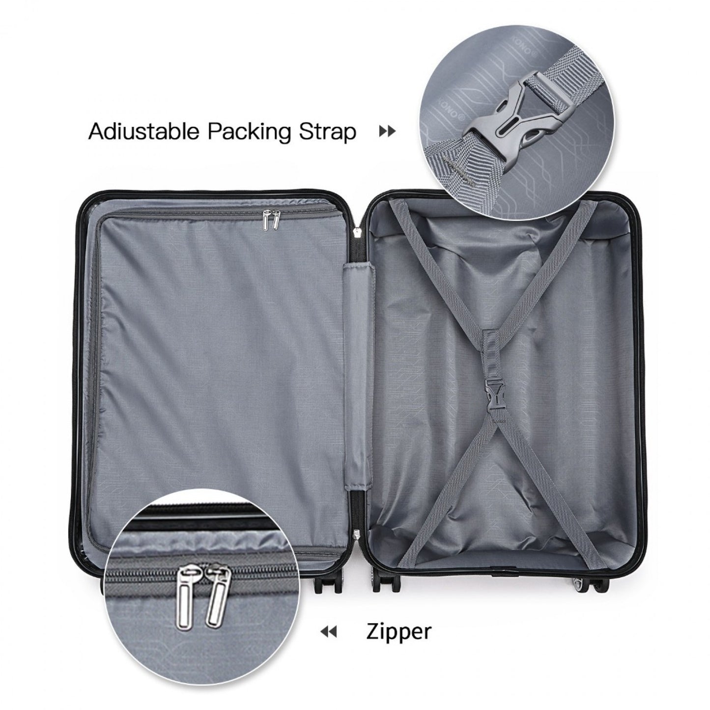 K1871-1L - KONO ABS 20 INCH SCULPTED HORIZONTAL DESIGN CABIN LUGGAGE - GREEN - The Baggage Shop