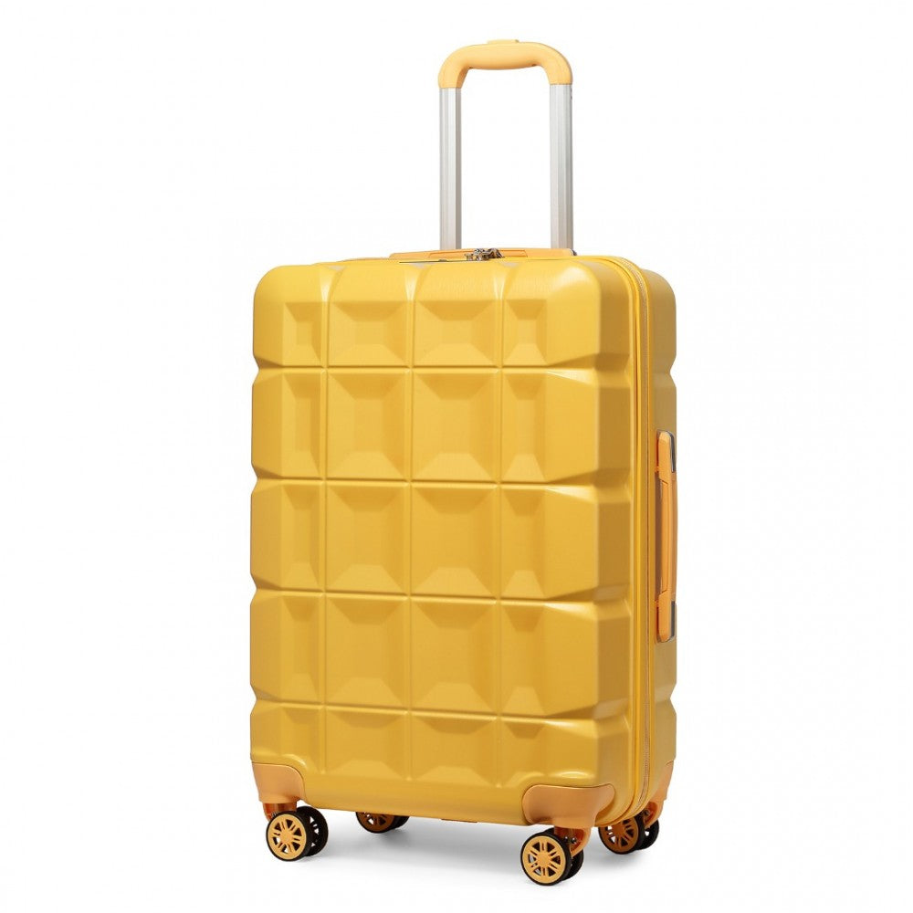 K2292L - KONO 24 INCH LIGHTWEIGHT HARD SHELL ABS SUITCASE WITH TSA LOCK - YELLOW