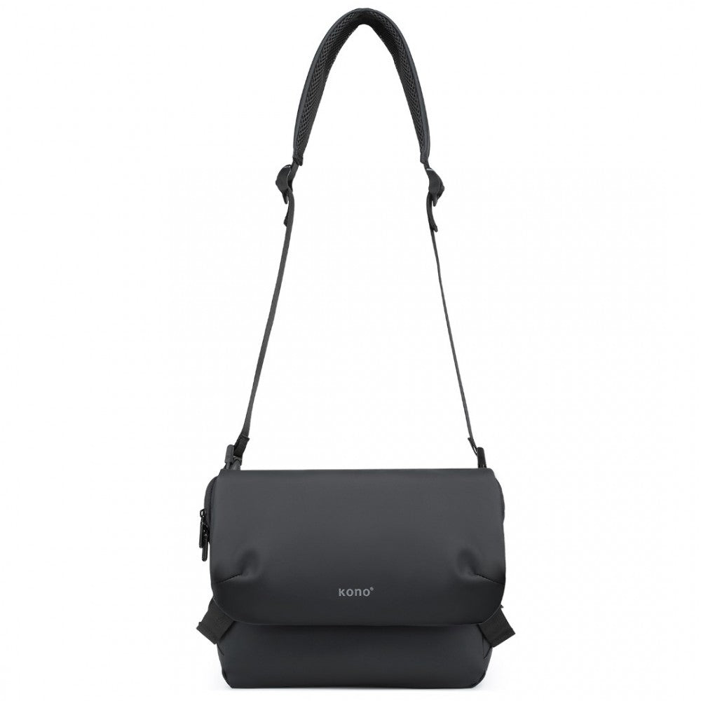 EB2340 - KONO MODERN PVC COATED WATER-RESISTANT CROSSBODY WITH VERSATILE CARRYING OPTIONS - BLACK