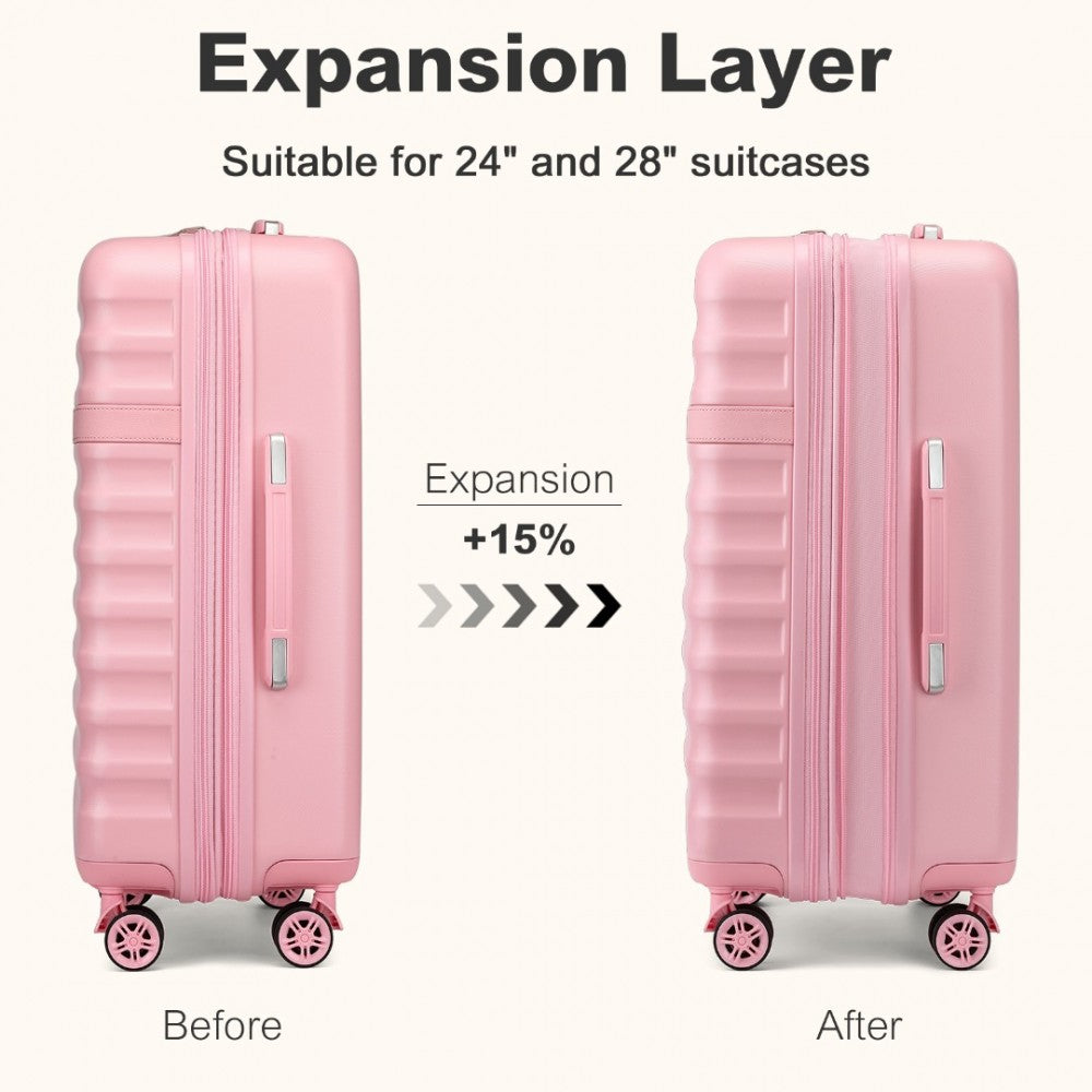 KSK2484 - KONO 3-PIECE EXPANDABLE LUGGAGE SET 20"/24"/28" DURABLE HARD SHELL ABS+PC SUITCASES WITH TSA LOCK FOR SECURE TRAVEL - PINK