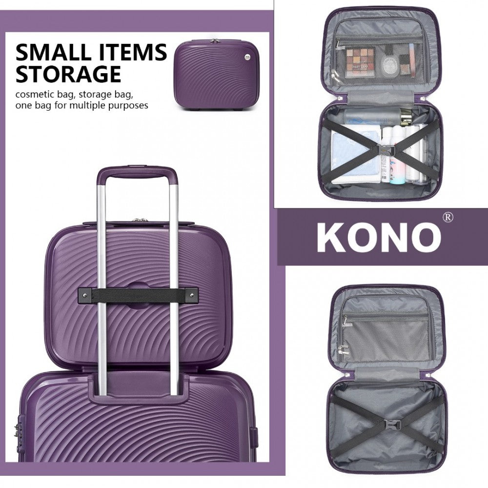 K2393L - BRITISH TRAVELLER LIGHTWEIGHT 14 INCH POLYPROPYLENE VANITY CASE - PURPLE