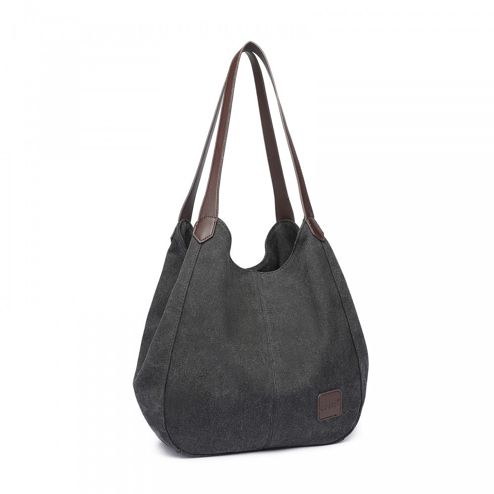 EB2040 - KONO CANVAS SHOULDER TOTE BAG - BLACK