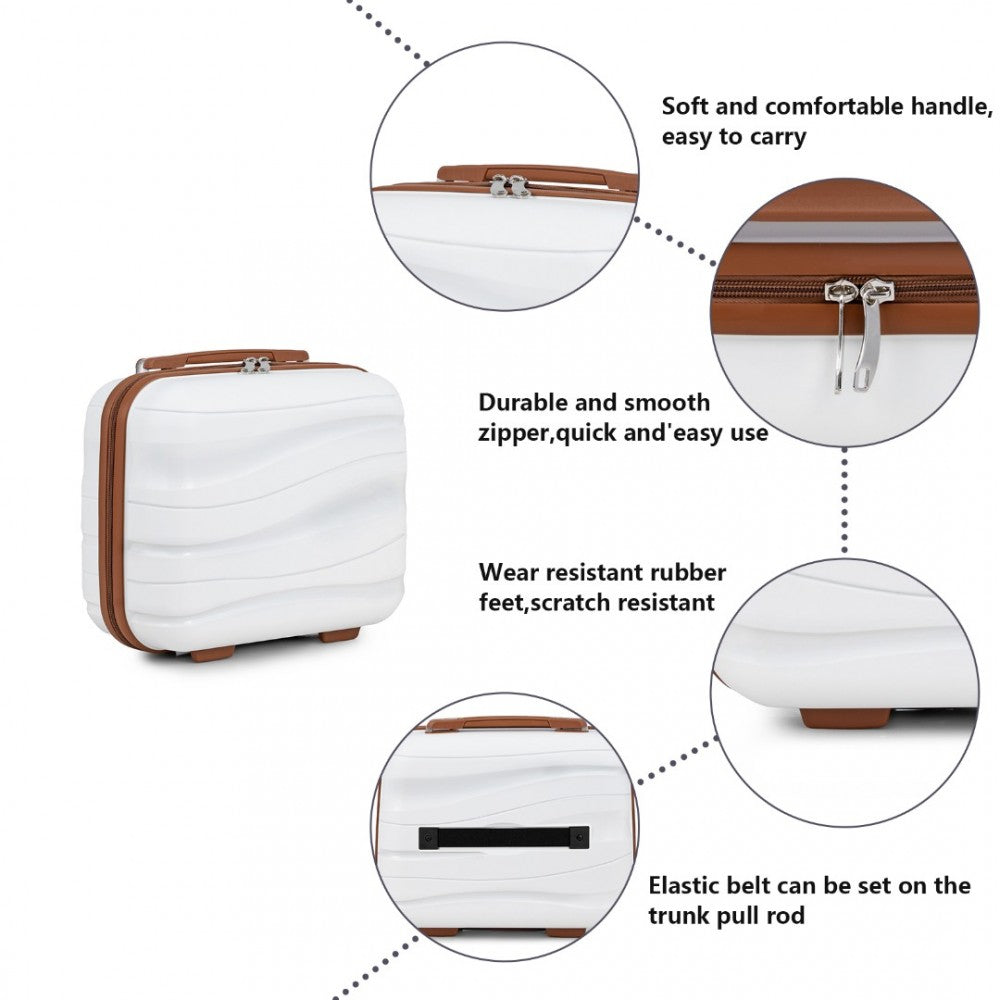 K2094L - KONO 14 INCH LIGHTWEIGHT POLYPROPYLENE HARD SHELL VANITY CASE - CREAM