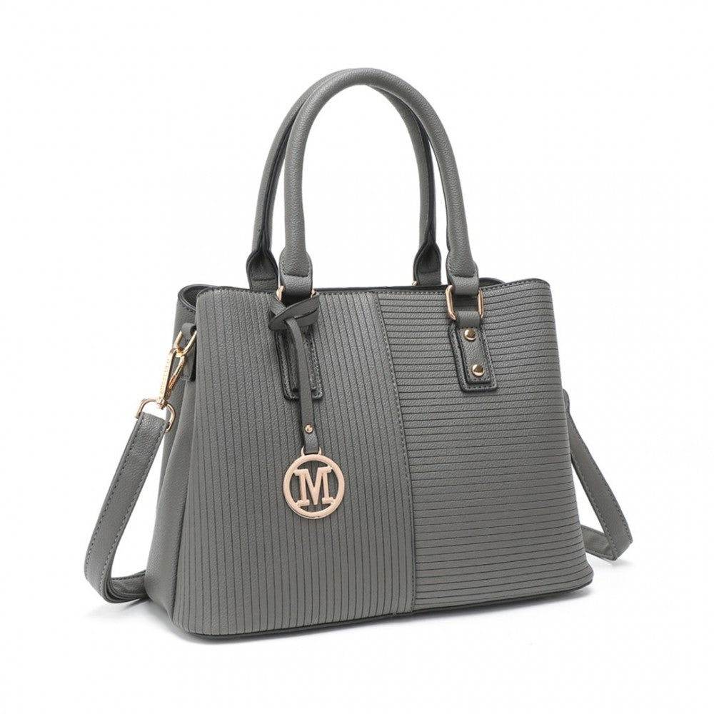 LT2352 - MISS LULU MODERN ELEGANCE PU LEATHER LADY'S TOTE - GREY