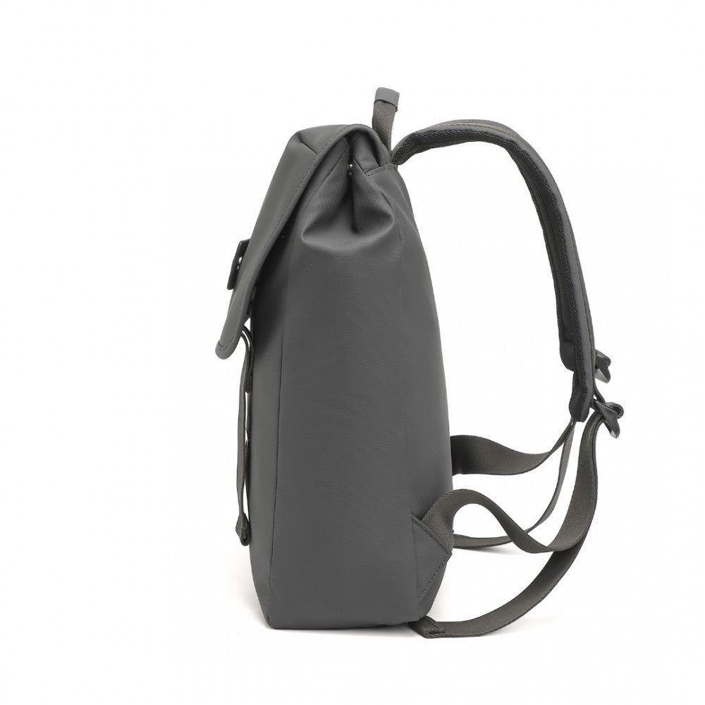 EQ2327 - KONO PVC COATED WATER-RESISTANT STREAMLINED AND INNOVATIVE FLAP BACKPACK - GREY