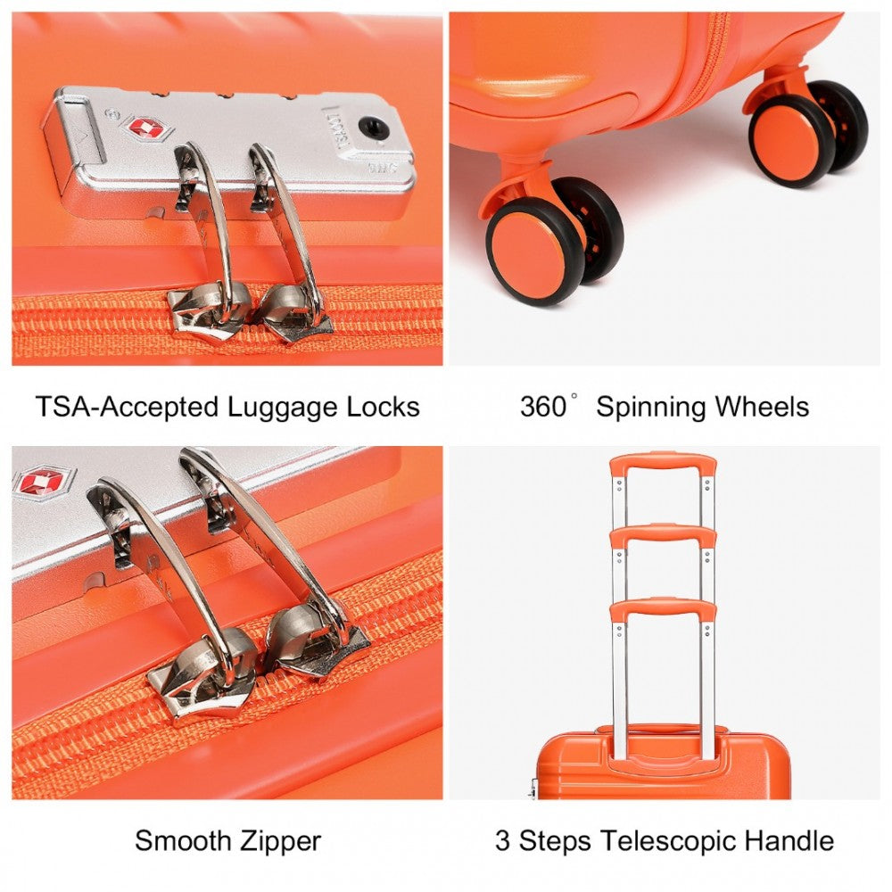 K2391L - BRITISH TRAVELLER 28 INCH DURABLE POLYCARBONATE AND ABS HARD SHELL SUITCASE WITH TSA LOCK - ORANGE