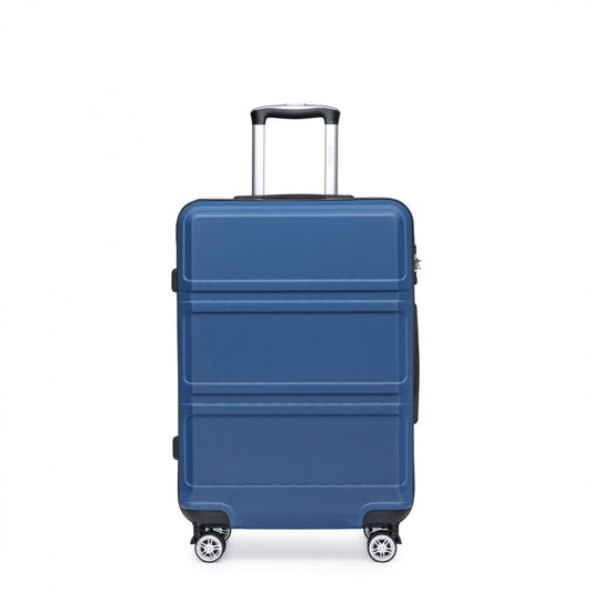 K1871-1L - KONO ABS 20 INCH SCULPTED HORIZONTAL DESIGN CABIN LUGGAGE - NAVY BLUE - The Baggage Shop