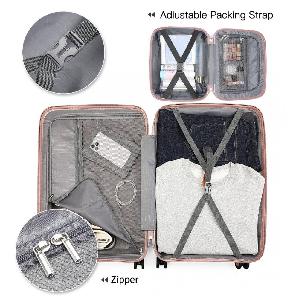 K2393L - BRITISH TRAVELLER 4 PCS SET SPINNER HARD SHELL PP SUITCASE WITH TSA LOCK AND VANITY CASE - NUDE